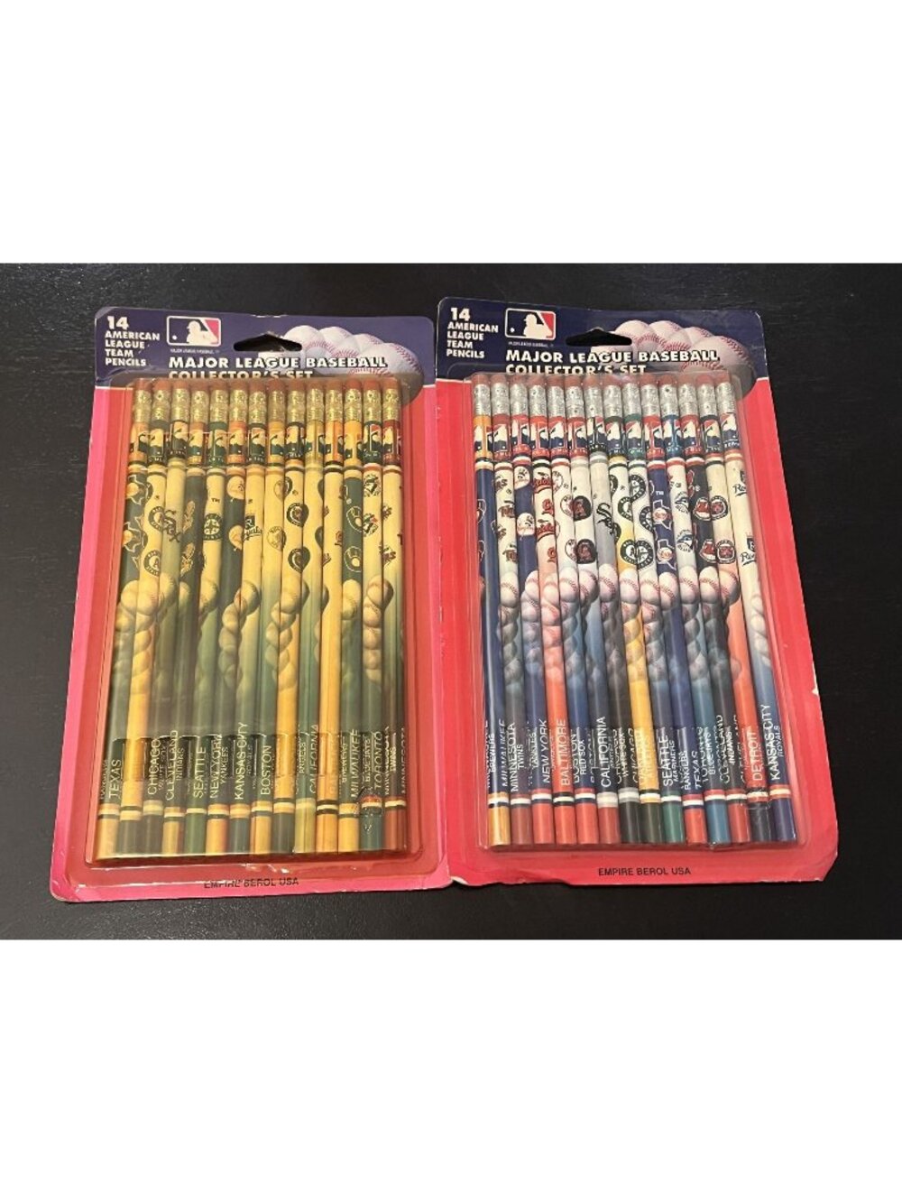 VTG Empire Berol Major League Baseball American League Collector Pencil Sets Lot